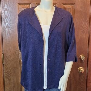 BonWorth Deep Navy With Purple Undertones Knit Cardigan